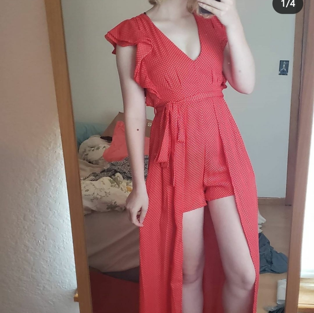 Red romper dress